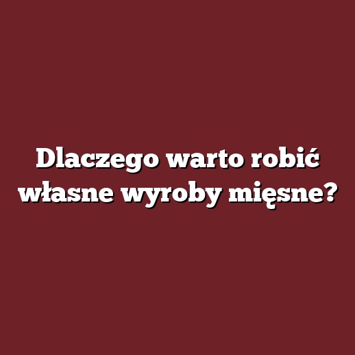 Dlaczego warto robić własne wyroby mięsne?
